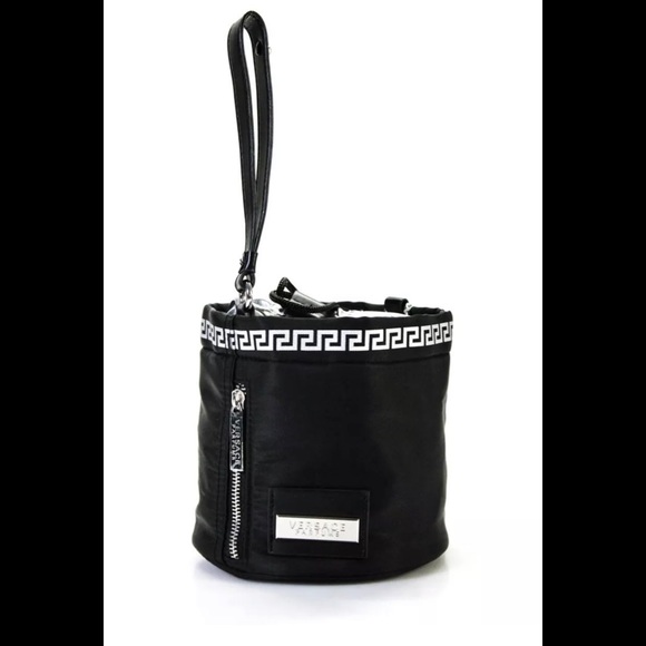 Versace Womens Nylon Metallic Drawstring Crossbody Bag Black Small Handb… - Picture 10 of 12